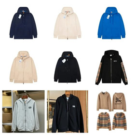 Burberry Solid Fitted Hooded Zip-Up Jacket-4343  